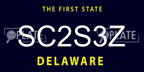 SC2S3Z Delaware License Plate
