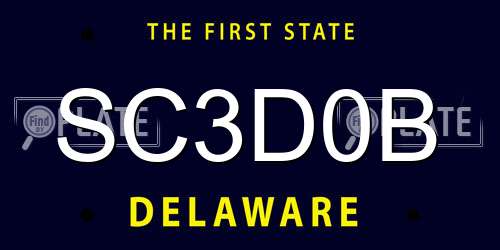 SC3D0B Delaware License Plate
