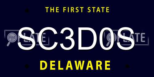 SC3D0S Delaware License Plate