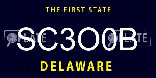 SC3O0B Delaware License Plate