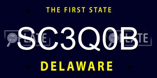 SC3Q0B Delaware License Plate