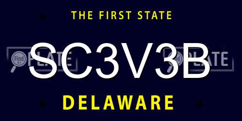 SC3V3B Delaware License Plate