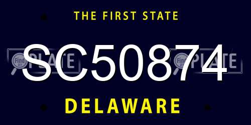 SC50874 Delaware License Plate