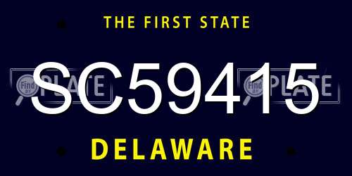 SC59415 Delaware License Plate