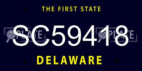SC59418 Delaware License Plate