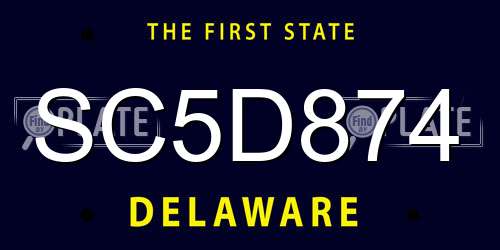 SC5D874 Delaware License Plate