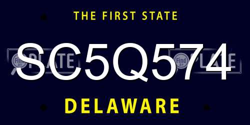 SC5Q574 Delaware License Plate