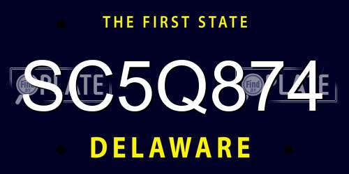 SC5Q874 Delaware License Plate