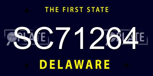 SC71264 Delaware License Plate