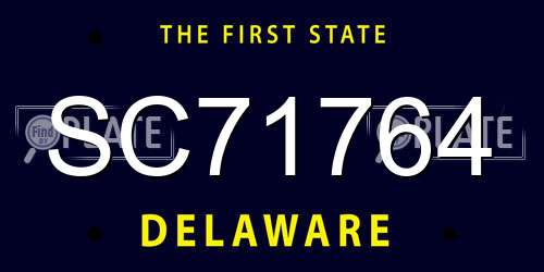 SC71764 Delaware License Plate