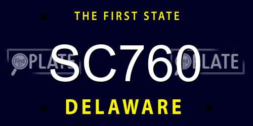 SC760 Delaware License Plate