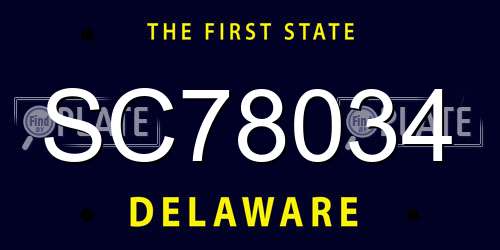 SC78034 Delaware License Plate