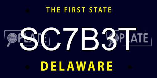 SC7B3T Delaware License Plate