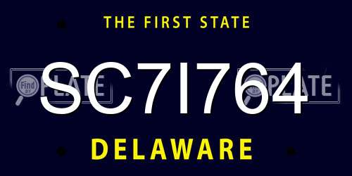 SC7I764 Delaware License Plate