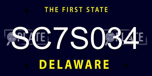SC7S034 Delaware License Plate