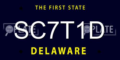SC7T1D Delaware License Plate