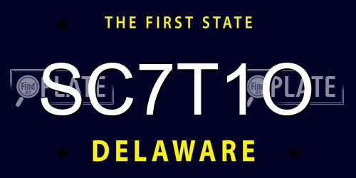 SC7T1O Delaware License Plate