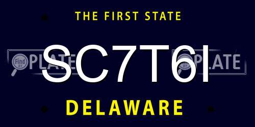 SC7T6I Delaware License Plate