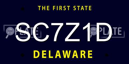 SC7Z1D Delaware License Plate