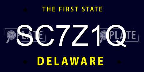 SC7Z1Q Delaware License Plate