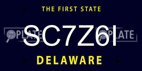 SC7Z6I Delaware License Plate
