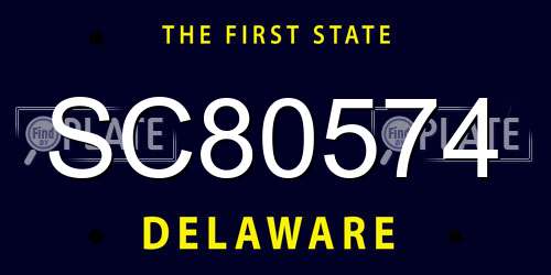 SC80574 Delaware License Plate