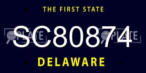 SC80874 Delaware License Plate