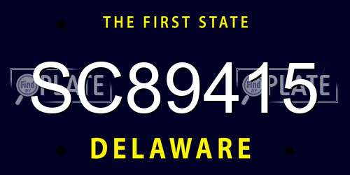 SC89415 Delaware License Plate