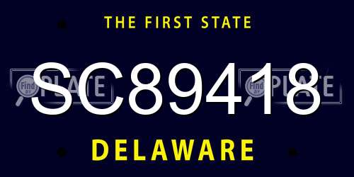 SC89418 Delaware License Plate