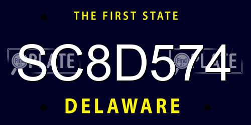 SC8D574 Delaware License Plate