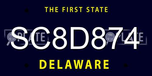 SC8D874 Delaware License Plate
