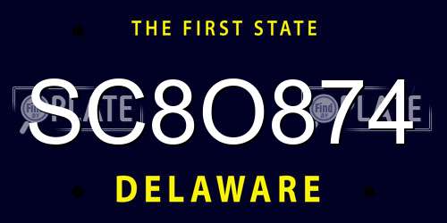 SC8O874 Delaware License Plate
