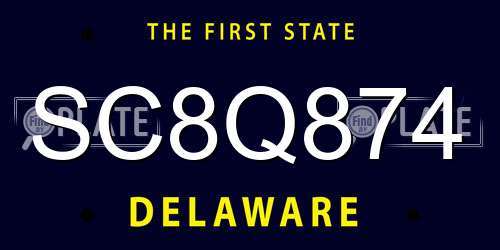 SC8Q874 Delaware License Plate
