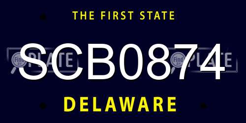 SCB0874 Delaware License Plate
