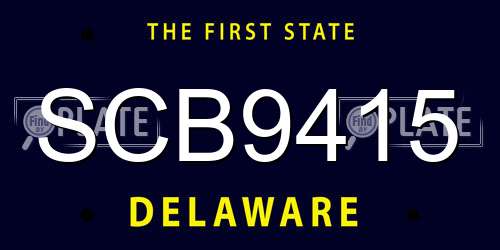 SCB9415 Delaware License Plate