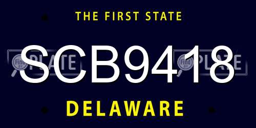 SCB9418 Delaware License Plate