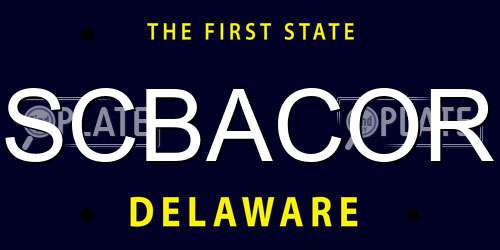 SCBACOR Delaware License Plate