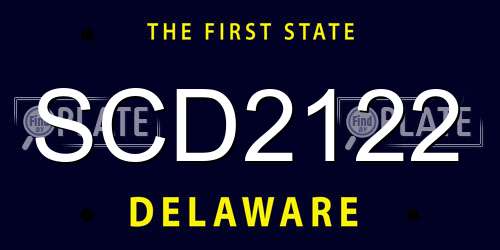 SCD2122 Delaware License Plate