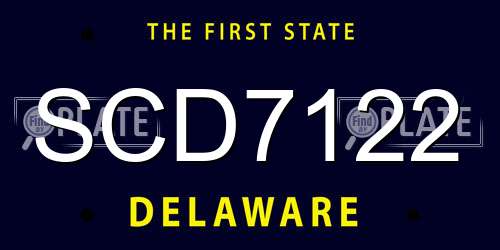 SCD7122 Delaware License Plate