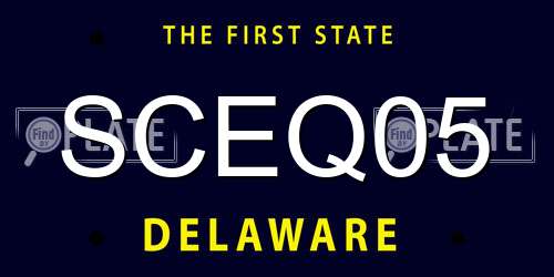 SCEQ05 Delaware License Plate