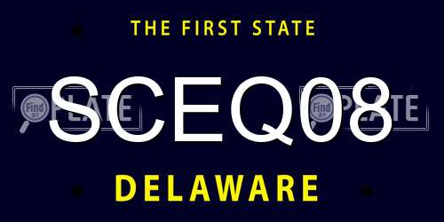 SCEQ08 Delaware License Plate