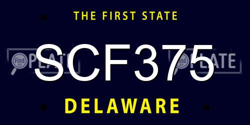 SCF375 Delaware License Plate