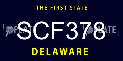 SCF378 Delaware License Plate