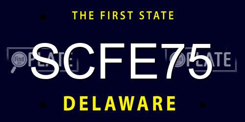 SCFE75 Delaware License Plate
