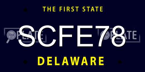 SCFE78 Delaware License Plate
