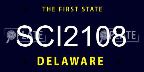 SCI2108 Delaware License Plate