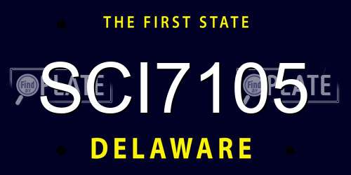 SCI7105 Delaware License Plate
