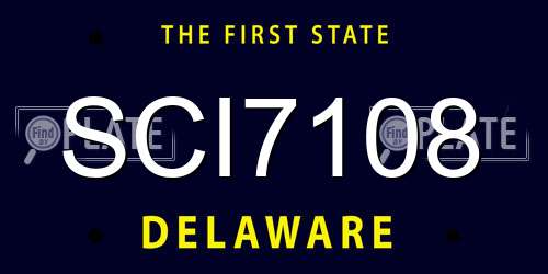 SCI7108 Delaware License Plate