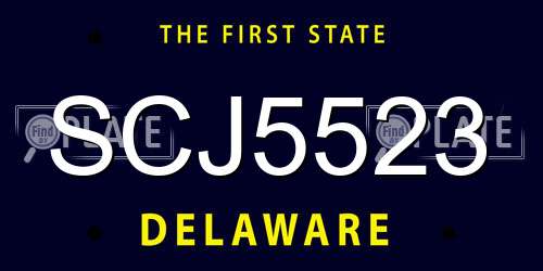 SCJ5523 Delaware License Plate