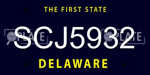 SCJ5932 Delaware License Plate